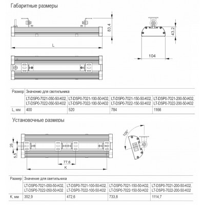 Светильник LED ДСП 7022 200Вт 5000К IP65 Светильник LED ДСП 7022 200Вт 5000К IP65
